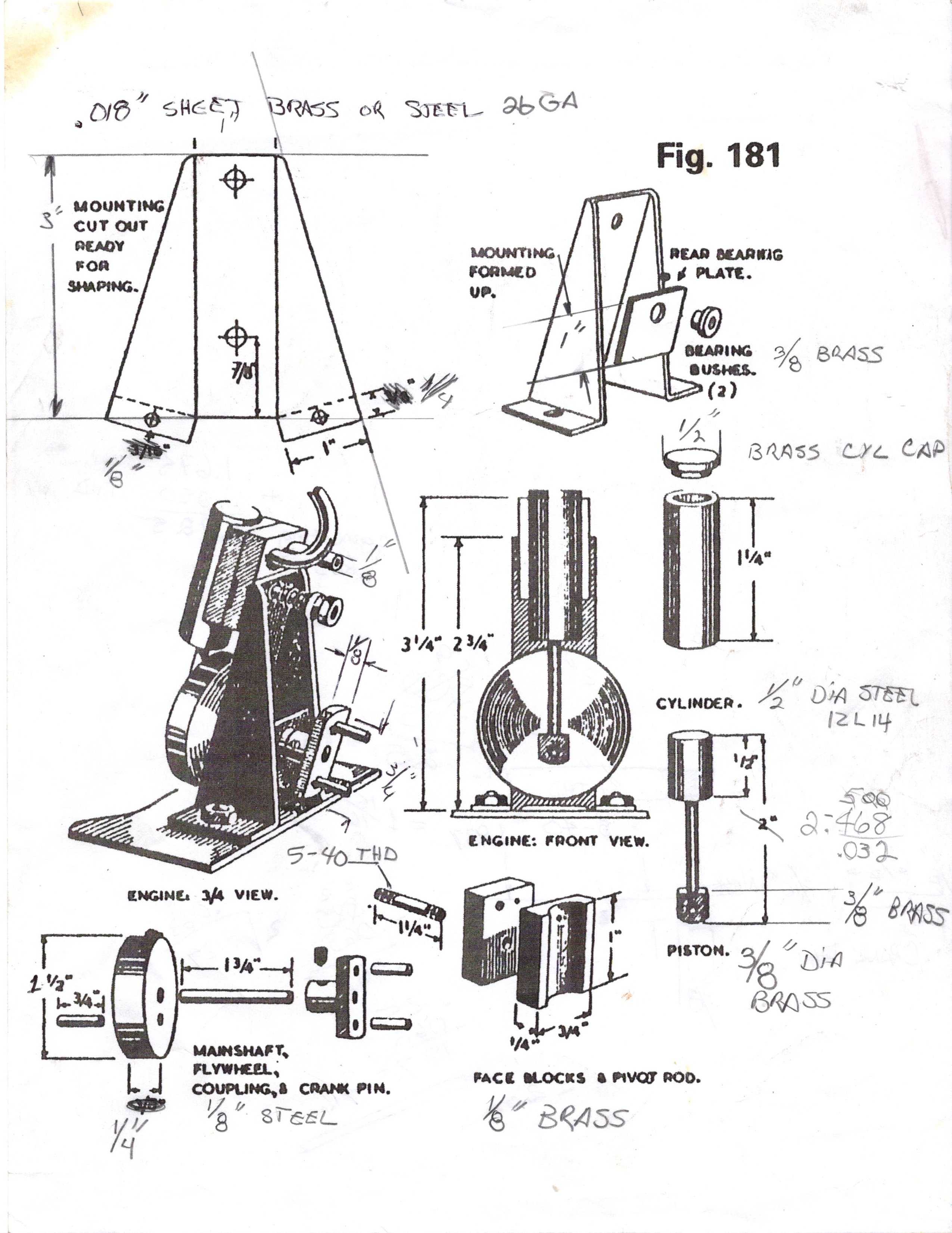 Small diagram of an oscillating steam engine from Vic Smeed's book "Model Boating"